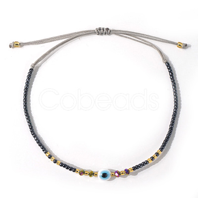 Glass Seed Beads & Resin Braided Bead Bracelets TK7632-5-1