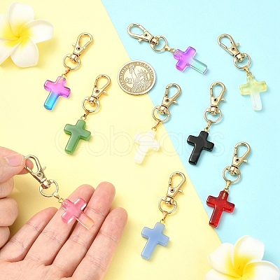 9Pcs Glass Pendant Decorations HJEW-YW00331-1