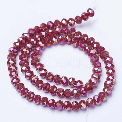 Electroplate Glass Beads Strands EGLA-A034-P6mm-B04-1