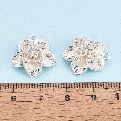 Brass Micro Pave Clear Cubic Zirconia Pendants KK-T077-31S-1