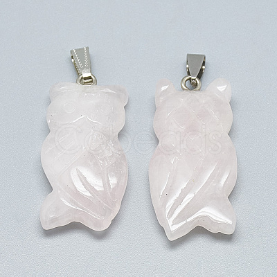 Natural Rose Quartz Pendants G-T087-07-1