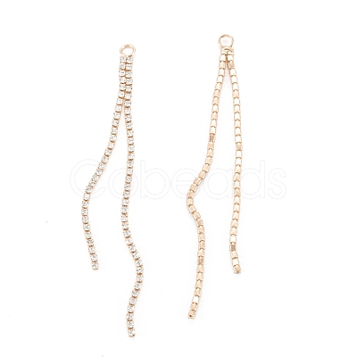 Brass Micro Pave Clear Cubic Zirconia Tassel Pendants KK-D063-01G-1
