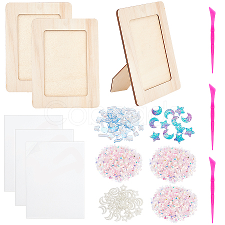 DIY Paillette Moon & Star Photo Frame Making Kit DIY-OC0010-20-1