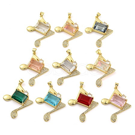 Rack Plating Brass Micro Pave Clear Cubic Zirconia Pendants ZIRC-L100-157G-1