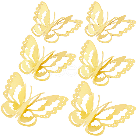 3Sets 3D Butterfly PVC Mirrors Wall Stickers DIY-CN0001-86C-1