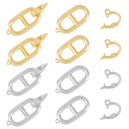 8Pcs 2 Colors Brass Fold Over Clasps KK-DC0003-66-1