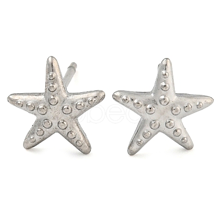 Non-Tarnish Starfish 304 Stainless Steel Ear Studs for Women EJEW-P291-02P-1