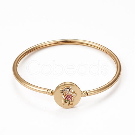 Rack Plating Brass Micro Pave Cubic Zirconia Bangles BJEW-E071-16G-01-1