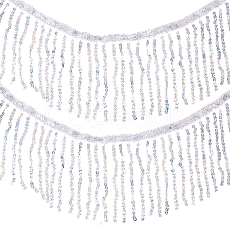 Beading Sequins Polyester Tassel Ribbons SRIB-WH0023-01B-1