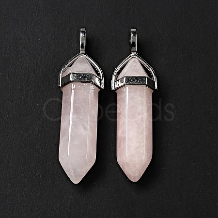 Natural Rose Quartz Double Terminated Pointed Pendants G-D415-12-1