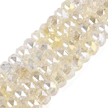 Electroplate Transparent Crackle Glass Beads Strands EGLA-Q135-01A-B02-1