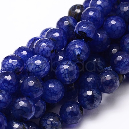 Dyed Natural Agate Faceted Round Beads Strands X-G-E320E-8mm-08-1