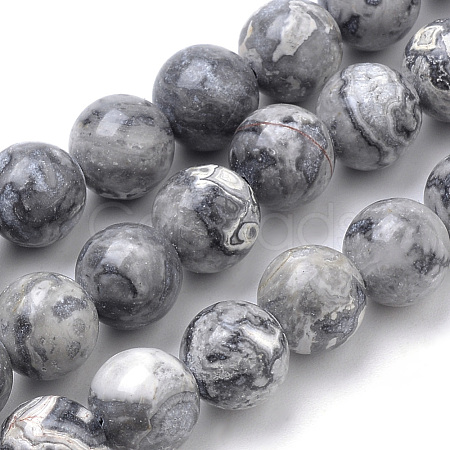 Natural Map Stone/Picasso Stone/Picasso Jasper Beads Strands G-S259-09-8mm-1