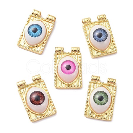 Brass Resin Pendants KK-P204-19G-1