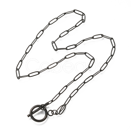 Unisex 304 Stainless Steel Paperclip Chain Necklaces NJEW-H215-04EB-1