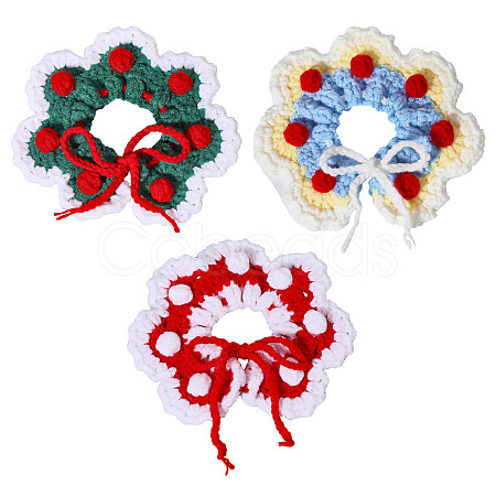 3Pcs 3 Colors Polyester and Cotton Dog Flower Pet Collar AJEW-GL0002-58-1