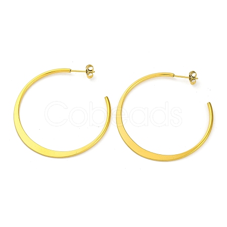 Ion Plating(IP) 304 Stainless Steel Ring Stud Earrings EJEW-K295-01B-G-1