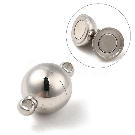 Tarnish Resistant 304 Stainless Steel Magnetic Clasps Hand Polished with Loops STAS-E049-13A-1