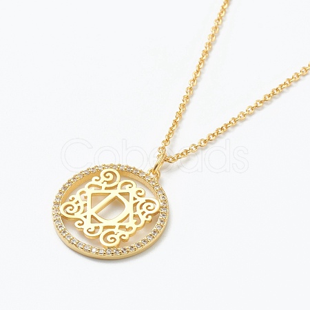 Brass Micro Pave Clear Cubic Zirconia Pendant Necklaces NJEW-J059-01D-1