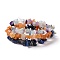 Chip Natural Gemstone Beaded Stretch Bracelets Sets, Including Natural Fluorite, Red Aventurine, Lapis Lazuli, Inner Diameter: 1-3/4~2-1/4 inch(4.5~5.7cm), 3pcs/set.