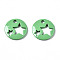 Spray Painted Brass Charms, Flat Round with Star, Medium Sea Green, 14.5x14.5x2.5mm, Hole: 2mm