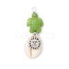 5Pcs 5 Styles Natural Cowrie Shell & Dyed Synthetic Turquoise Turtle Copper Wire Wrapped Pendants PALLOY-JF04034-01-3