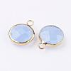 Golden Tone Brass Glass Flat Round Charms GLAA-M003-B-18G-2