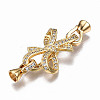 Brass Micro Pave Clear Cubic Zirconia Fold Over Clasps X-KK-T063-104G-NF-2