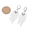 Halloween Woven MIYUKI Seed Beads Ghost Hoop Earrings EJEW-JE05854-01-3