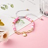 Handmade Disc Polymer Clay Braided Bead Bracelet BJEW-JB07407-01-2