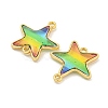 Rack Plating Brass Pave Rainbow Color Resin Connector Charms KK-M290-03A-G-2
