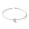 Rack Plating Brass Micro Pave Clear Cubic Zirconia Letter Open Cuff Bangles BJEW-A018-01P-Q-2