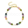 Natural Multicolor Tourmaline & Brass Beaded Bracelets for Women BJEW-JB13959-3