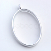 Rack Plating Alloy Oval Open Back Bezel Pendants X-PALLOY-S047-26B-FF-2