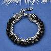 Natural Silver Leaf Jasper Round Beads Multi-strand Bracelets BJEW-D330-02P-07-1