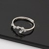 Constellations Rhodium Plated 925 Sterling Silver Micro Pave Clear Cubic Zirconia Adjustable Rings for Women RJEW-P130-01P-B-2