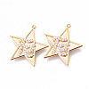 Brass Micro Pave Clear Cubic Zirconia Faith Pendants KK-N232-177G-NF-1