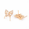 Brass Micro Pave Clear Cubic Zirconia Stud Earrings Findings KK-T062-121G-NF-2