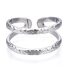 Non-Tarnish 304 Stainless Steel Double Line Open Cuff Ring RJEW-N040-20-2