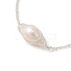 Natural Pearl Link Slider Bracelet BJEW-JB09449-01-3
