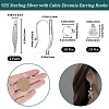 2 Pairs Rhodium Plated 925 Sterling Silver Earring Hooks DIY-CN0002-87-2
