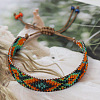 Bohemian Style Rhombus Pattern Glass Seed Beaded Braided Bead Bracelets WG1D303-01-2
