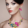 ANATTASOUL Colorful Rhinestone Flower of Life Pendant Necklace & Dangle Stud Earrings SJEW-AN0001-12-4