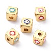 Brass Enamel Beads KK-P204-05G-2