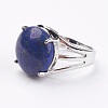 Adjustable Natural Lapis Lazuli Finger Rings RJEW-F075-01L-2