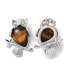 Natural Tiger Eye Teardrop Pendant Rhinestone Settings G-K339-02P-01-2
