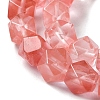 Cherry Quartz Glass Star Cut Round Beads Strands G-M418-C11-01-4