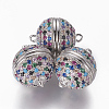 Brass Micro Pave Cubic Zirconia Magnetic Clasps with Loops ZIRC-L082-E-02-P-1