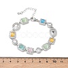 Brass Micro Pave Clear Cubic Zirconia Link Chain Bracelets for Women BJEW-C156-03P-5