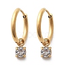 Ion Plating(IP) 304 Stainless Steel Micro Pave Cubic Zirconia Hoop Earrings STAS-R004-02G-02-4